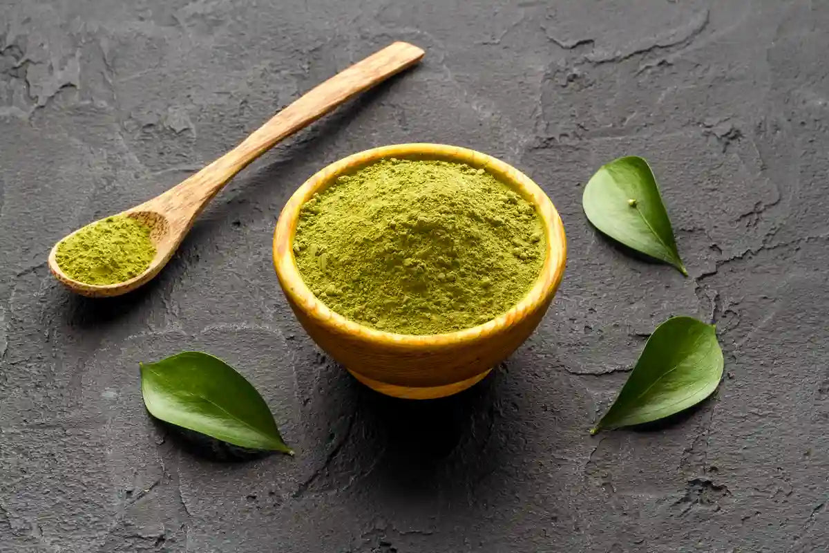 green tea leaves and powder