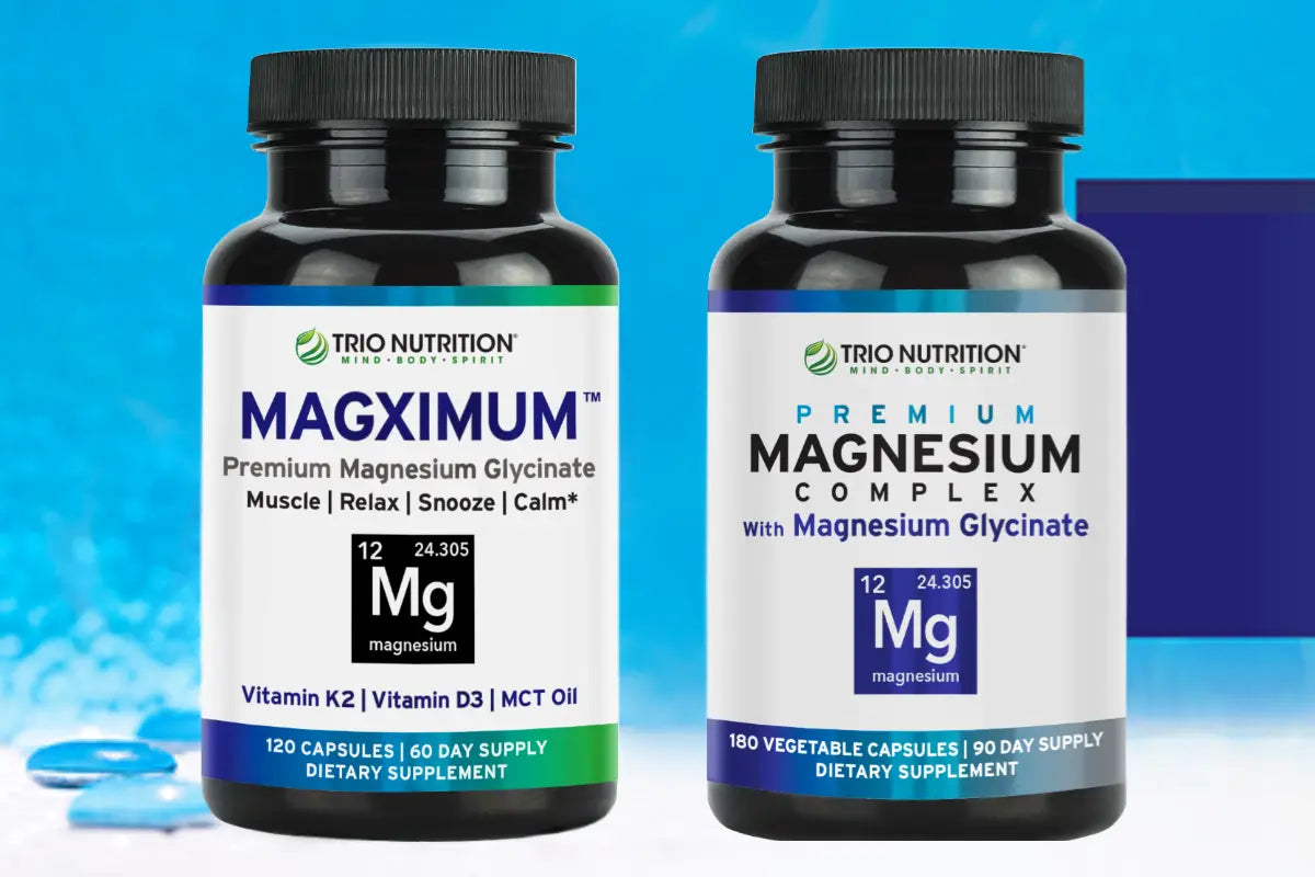  a bottle of Magximum vs Magnesium Complex side by side