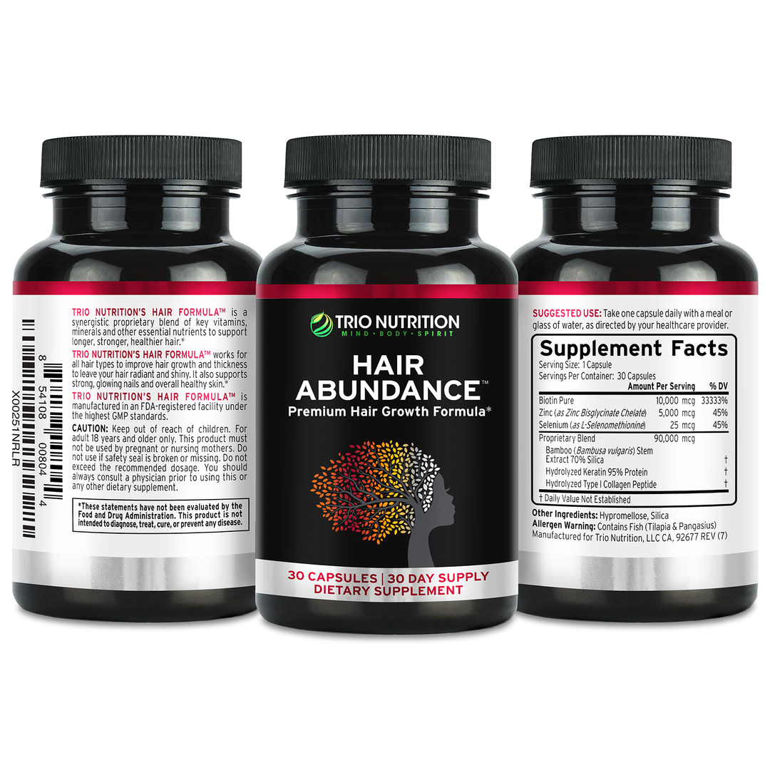 Hair Supplement | Biotin MCG 10000 | Eyelashes | Hair Abundance by Trio Nutrition