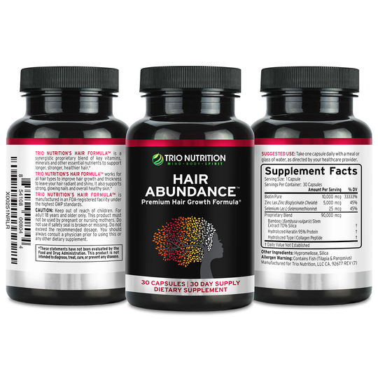 Hair Supplement | Biotin MCG 10000 | Eyelashes | Hair Abundance by Trio Nutrition