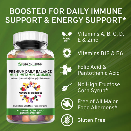 Delicious Premium Daily Balance Multivitamin Gummies with Zinc | Trio Nutrition Premium Gummies