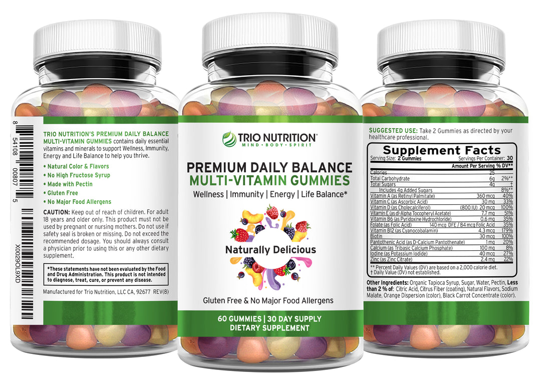 Delicious Premium Daily Balance Multivitamin Gummies with Zinc | Trio Nutrition Premium Gummies