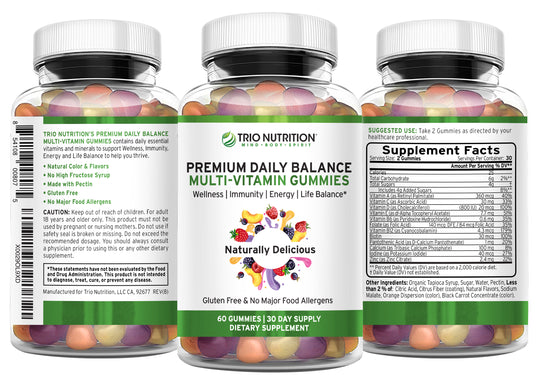 Delicious Premium Daily Balance Multivitamin Gummies with Zinc | Trio Nutrition Premium Gummies