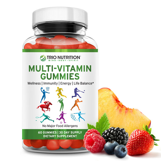 Trio Nutrition® Gummy Multivitamin with Zinc – Vitamins A B C D E + Minerals for Immune & Energy Support – Delicious Berry Flavor