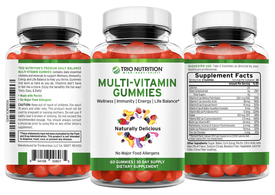 Premium Delicious Multivitamin Gummies with Zinc by Trio Nutrition