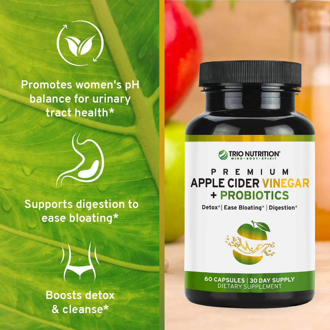 Apple Cider Vinegar Pills with Mother | ACV Capsules + Billions Multi-Strain Probiotics by Trio Nutrition
