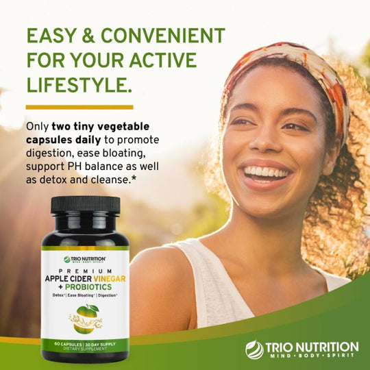 Apple Cider Vinegar Pills with Mother | ACV Capsules + Billions Multi-Strain Probiotics by Trio Nutrition