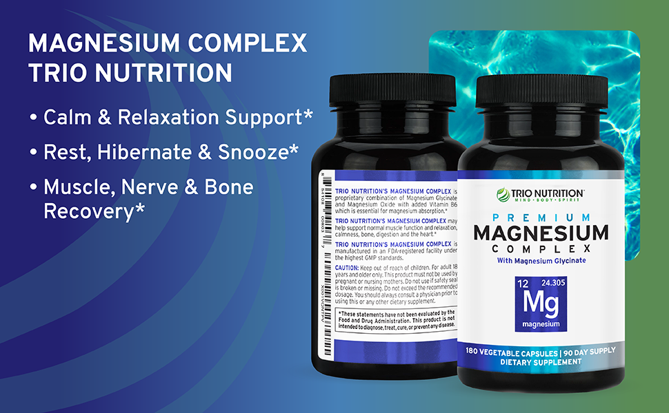 Magnesium Complex | Magnesium Glycinate & Vitamin B6 by Trio Nutrition