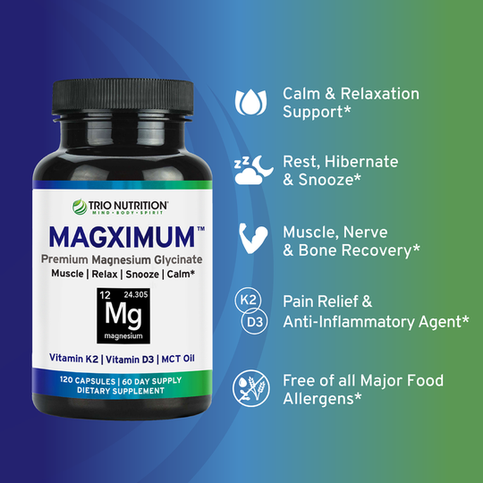 Magnesium Glycinate | Vitamin D3 K2 | World Famous Magximum by Trio Nutrition