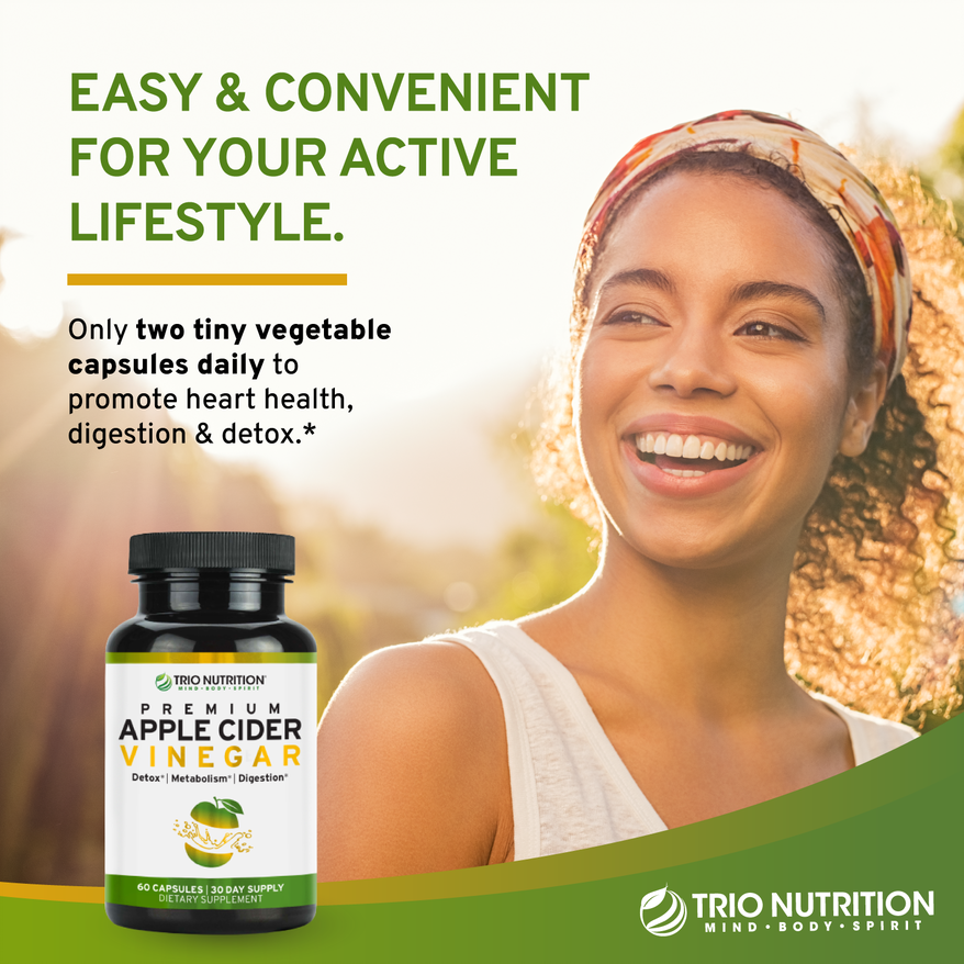 Apple Cider Vinegar Pills with Mother | Keto ACV Capsules by Trio Nutrition