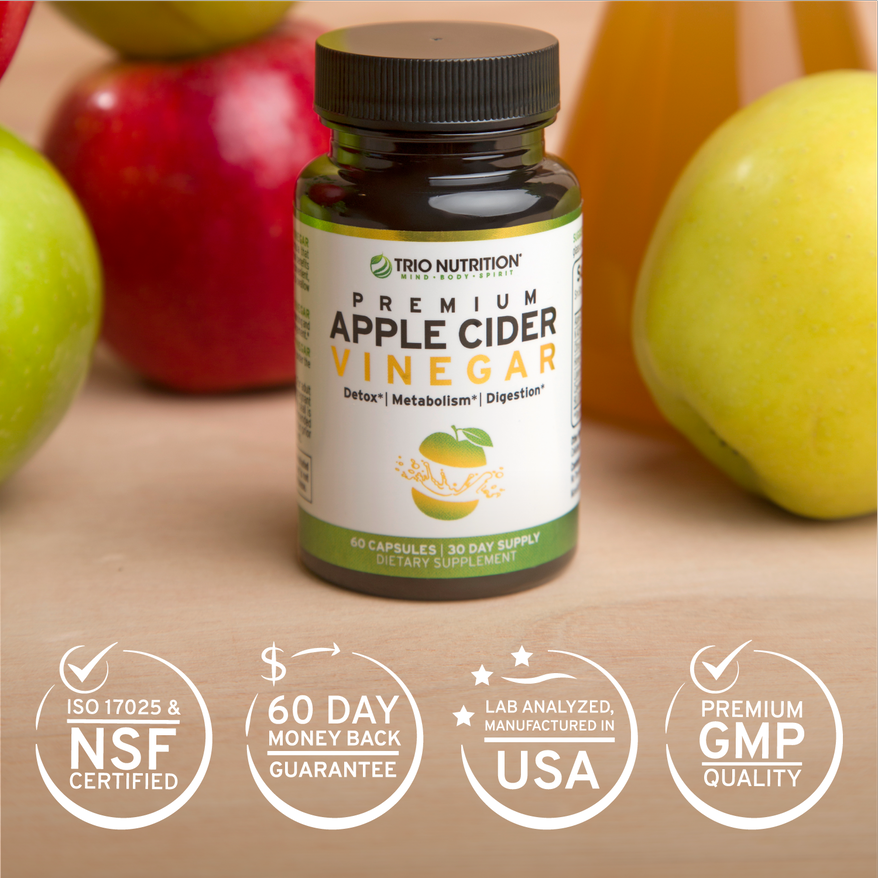 Apple Cider Vinegar Pills with Mother | ACV Capsules + Billions Multi-Strain Probiotics by Trio Nutrition