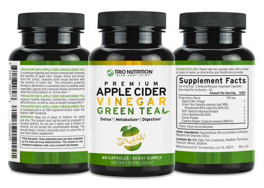 Detox & Cleanse | Apple Cider Vinegar and Organic Green Tea  Pills by Trio Nutrition