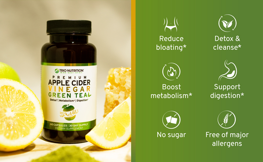 Detox & Cleanse - Organic Green Tea and Apple Cider Vinegar Pills by Trio Nutrition