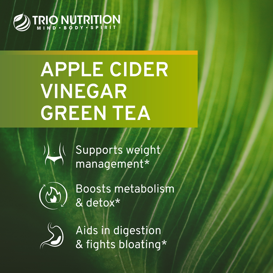 Detox & Cleanse | Apple Cider Vinegar and Organic Green Tea  Pills by Trio Nutrition