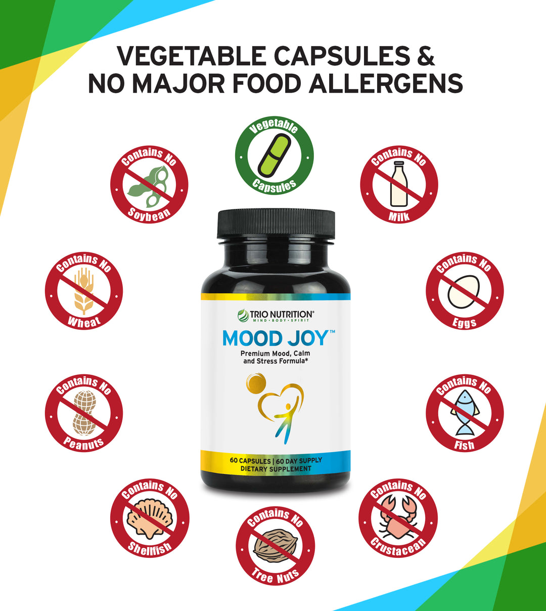 No Allergeis, Vegan and Vegetarian Supplement for balanced mood, stress, anxiety and better sleep