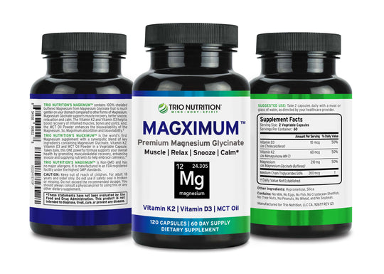 Magnesium Glycinate | Vitamin D3 K2 | World Famous Magximum by Trio Nutrition