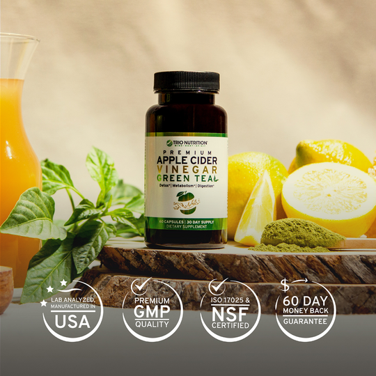 Detox & Cleanse | Apple Cider Vinegar and Organic Green Tea  Pills by Trio Nutrition