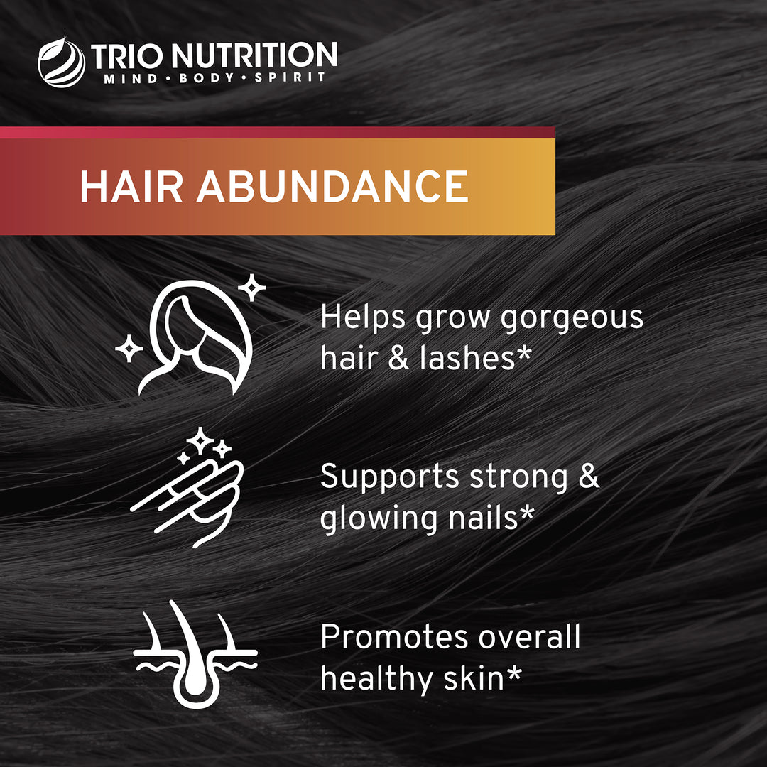 Hair Supplement | Biotin MCG 10000 | Eyelashes | Hair Abundance by Trio Nutrition